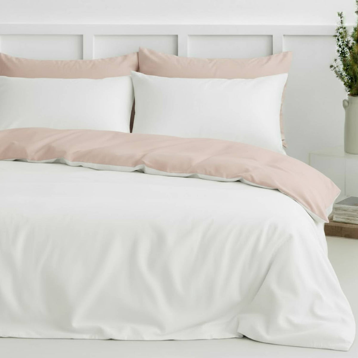 Two-tone bamboo viscose duvet cover with two shams