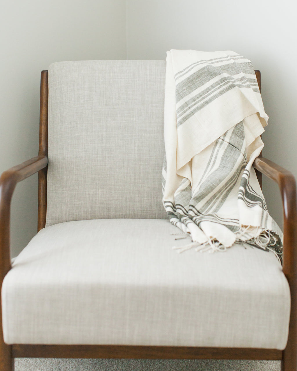 Handwoven cotton throw blanket in natural tones