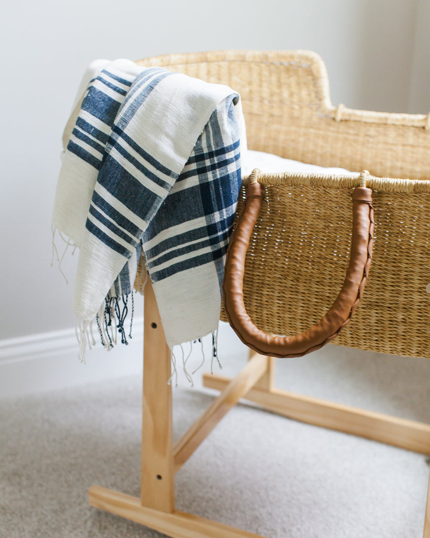 Handwoven cotton throw blanket in natural tones