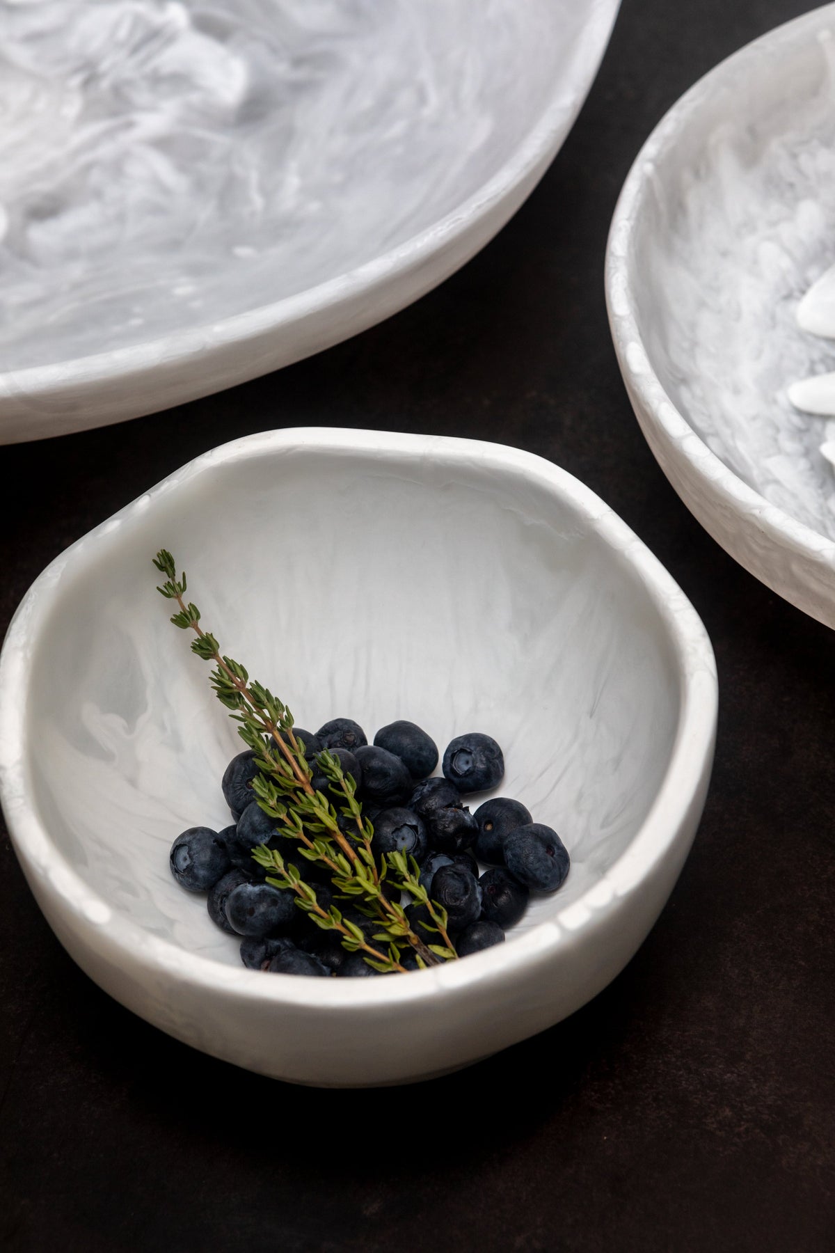 Swirl white wavy ceramic bowl