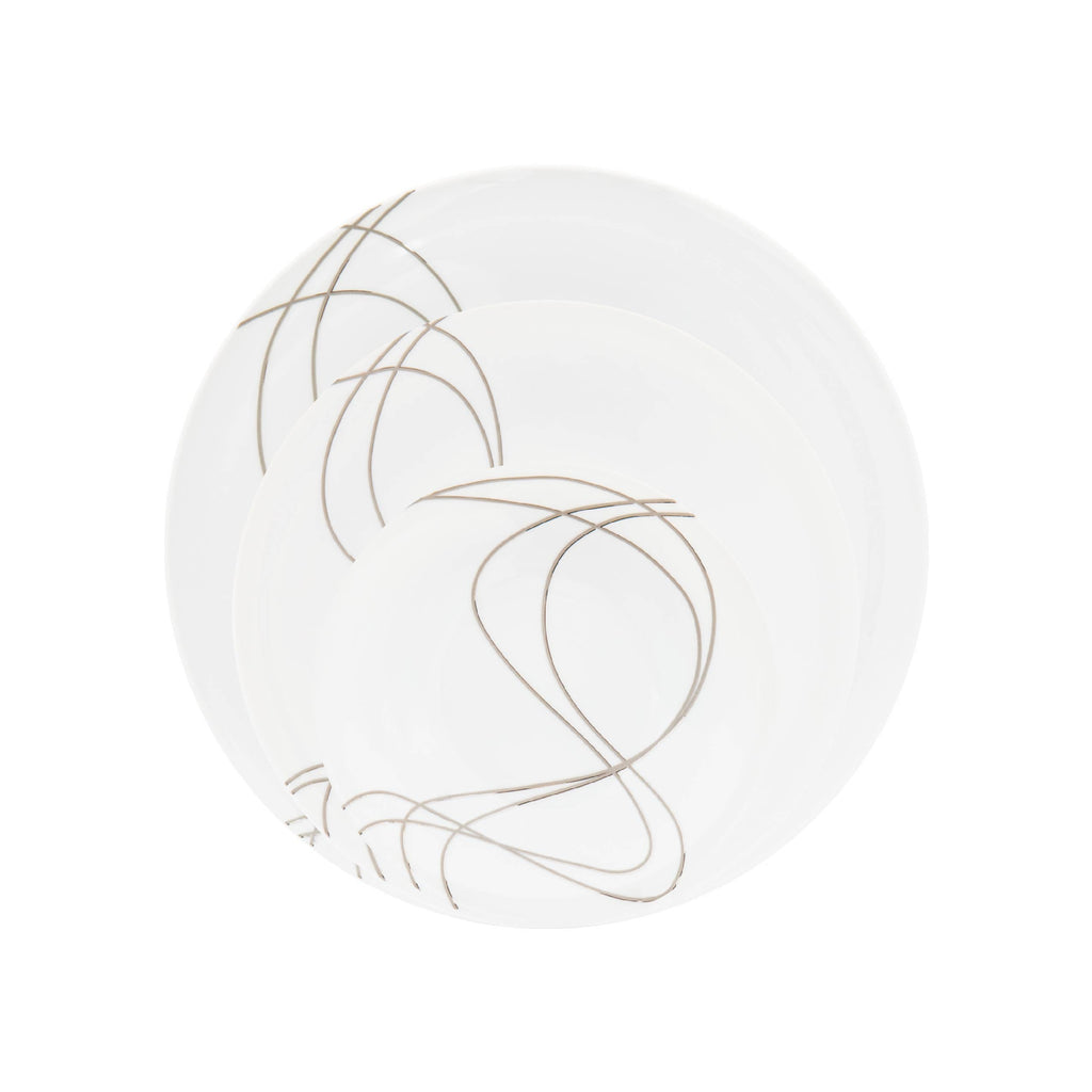 Wave Place Setting, 3-Piece Service for 4 | French Porcelain, Made in Portugal
