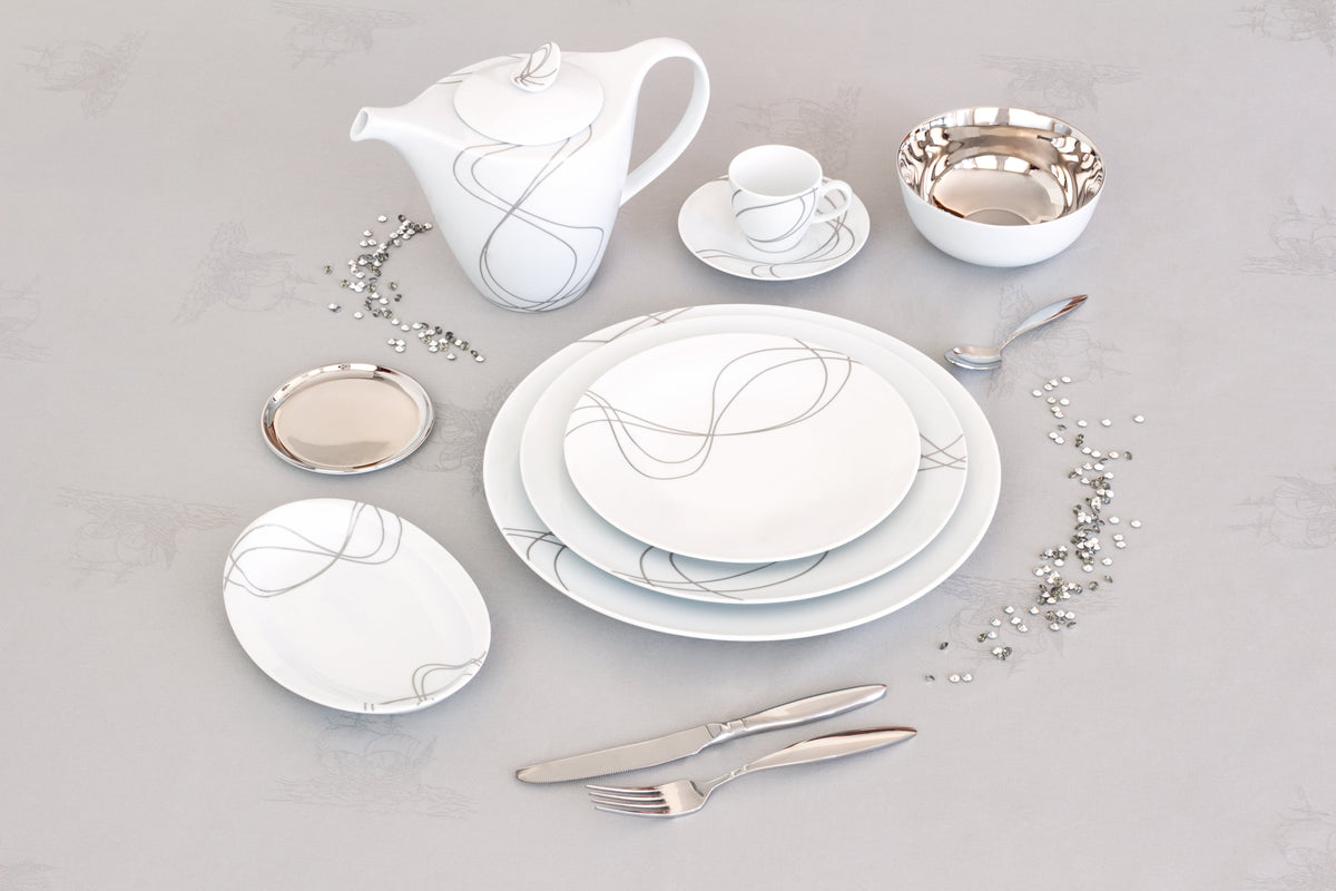 Wave Place Setting, 3-Piece Service for 4 | French Porcelain, Made in Portugal