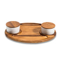 Acacia Charcuterie Serving Tray with 2 Ceramic Bowls & Lids – 15x12" | ESVILA