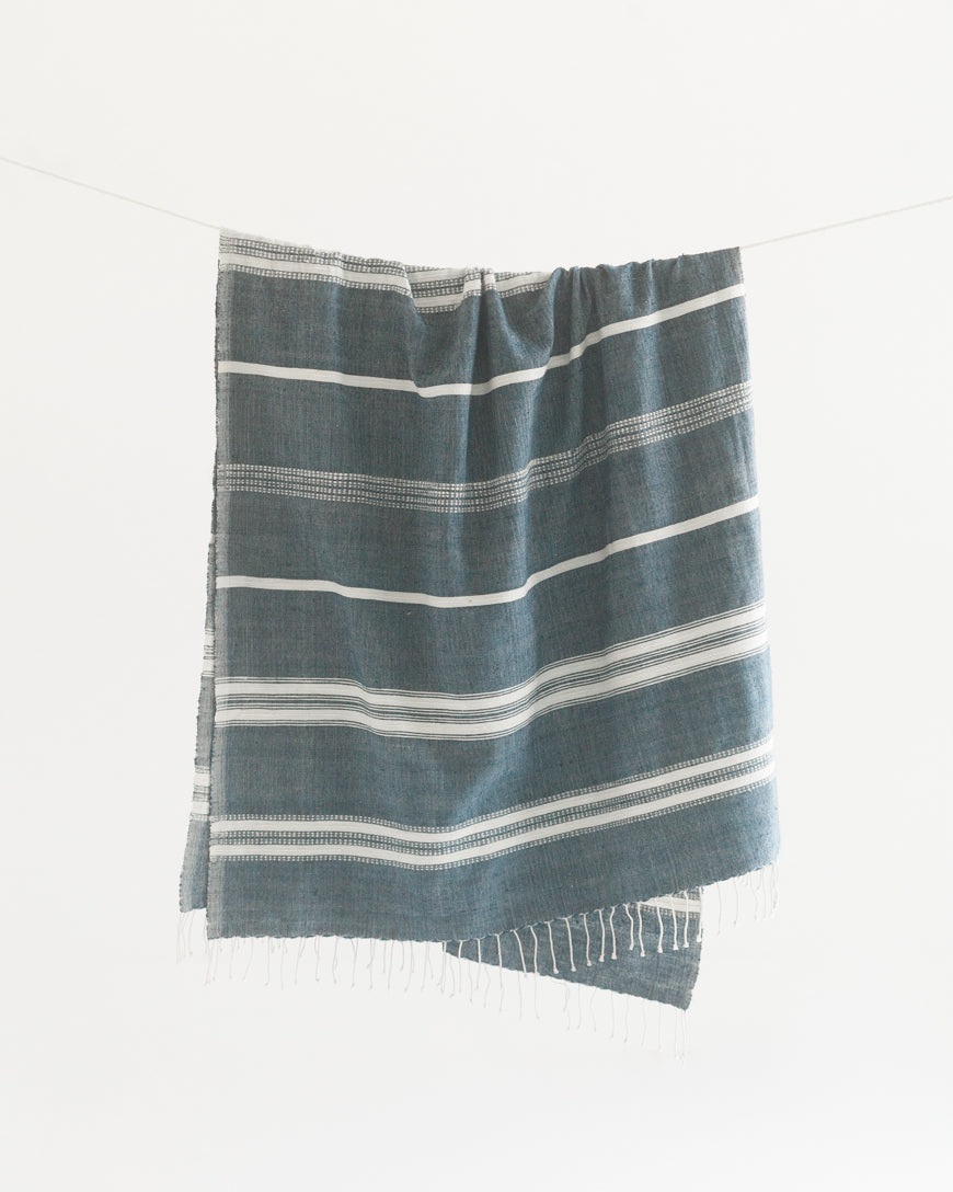Aden Striped Cotton Throw Blanket 38x72" – Handwoven in Ethiopia | ESVILA