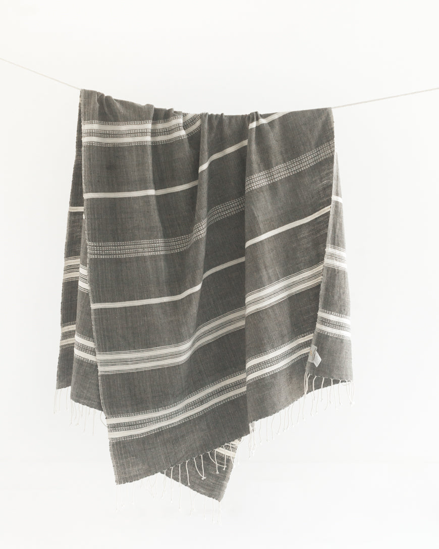 Aden Striped Cotton Throw Blanket 38x72" – Handwoven in Ethiopia | ESVILA