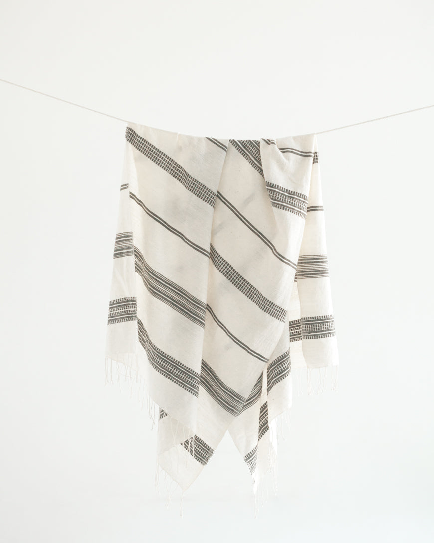 Aden Striped Cotton Throw Blanket 38x72" – Handwoven in Ethiopia | ESVILA