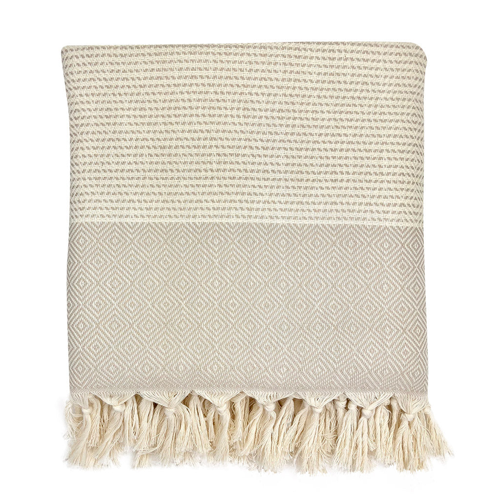 Diamond Stripe Turkish Cotton Throw 88x69" – Handloomed in Denizli | ESVILA