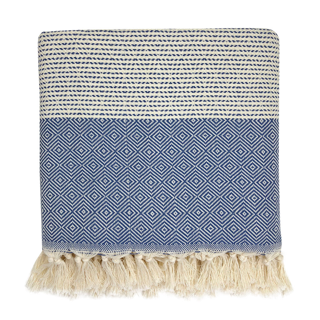 Diamond Stripe Turkish Cotton Throw 88x69" – Handloomed in Denizli | ESVILA