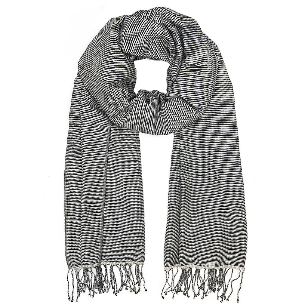 Cambodian Handloom Organic Cotton Scarf 72x31" – Buddhist Temple Pattern | ESVILA