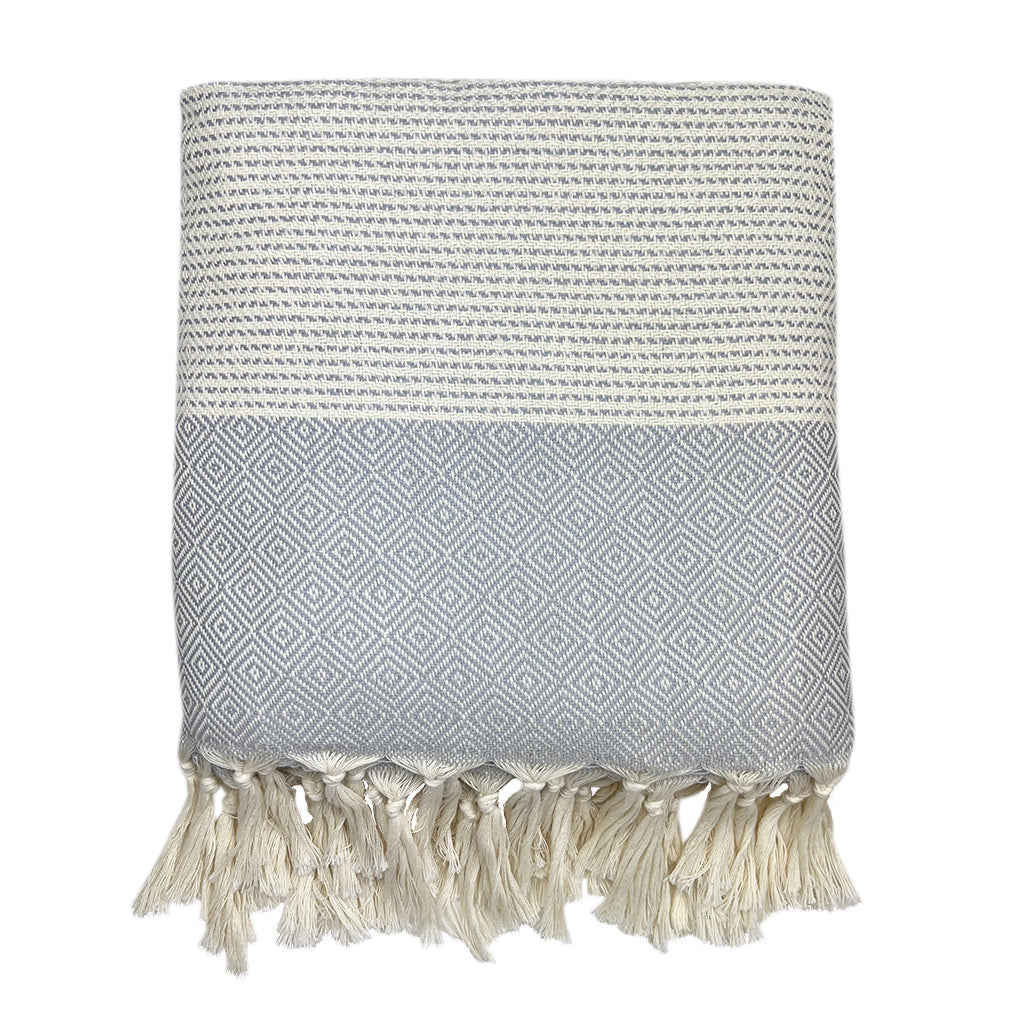 Diamond Stripe Turkish Cotton Throw 88x69" – Handloomed in Denizli | ESVILA