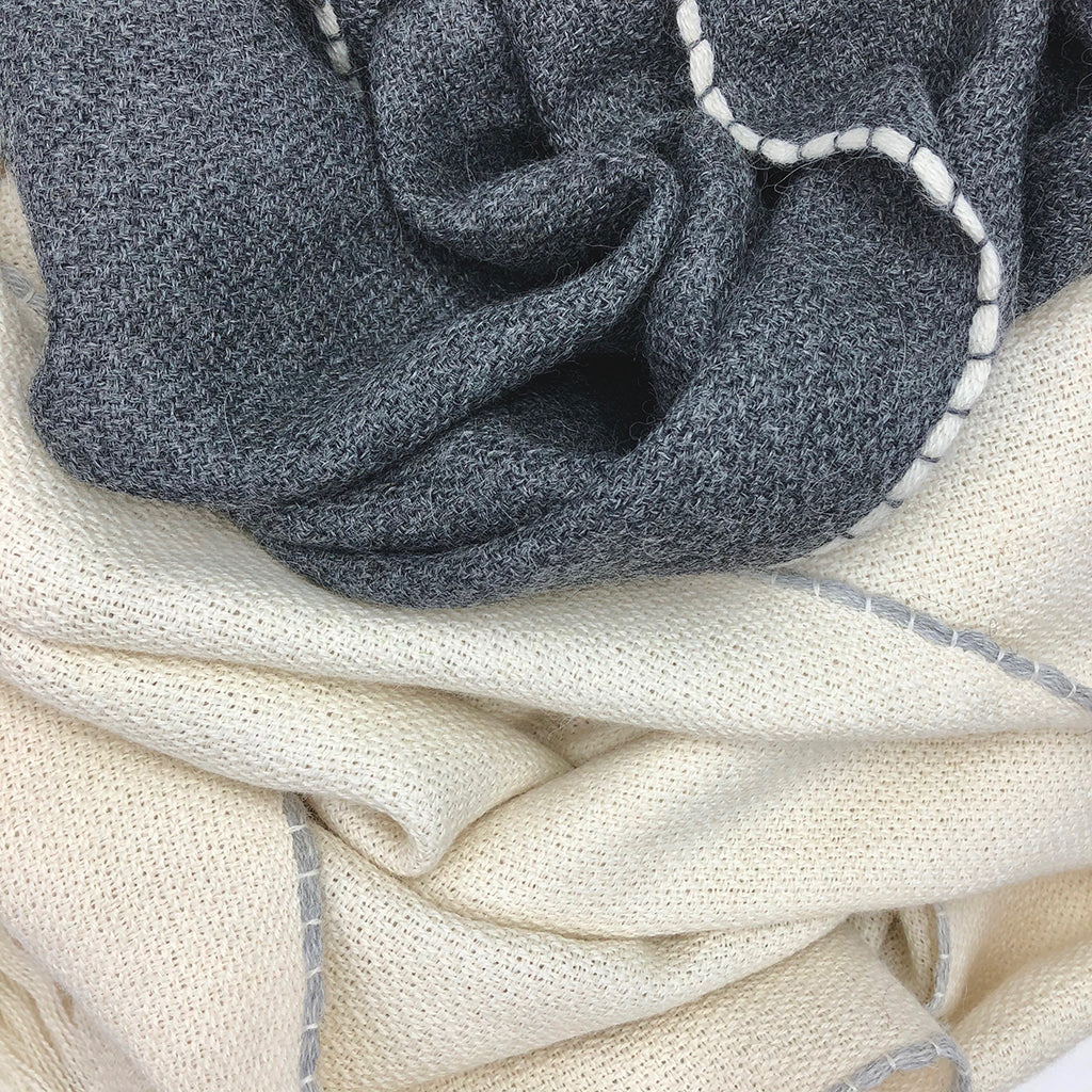 Andes charcoal baby alpaca scarf 72x16 inches