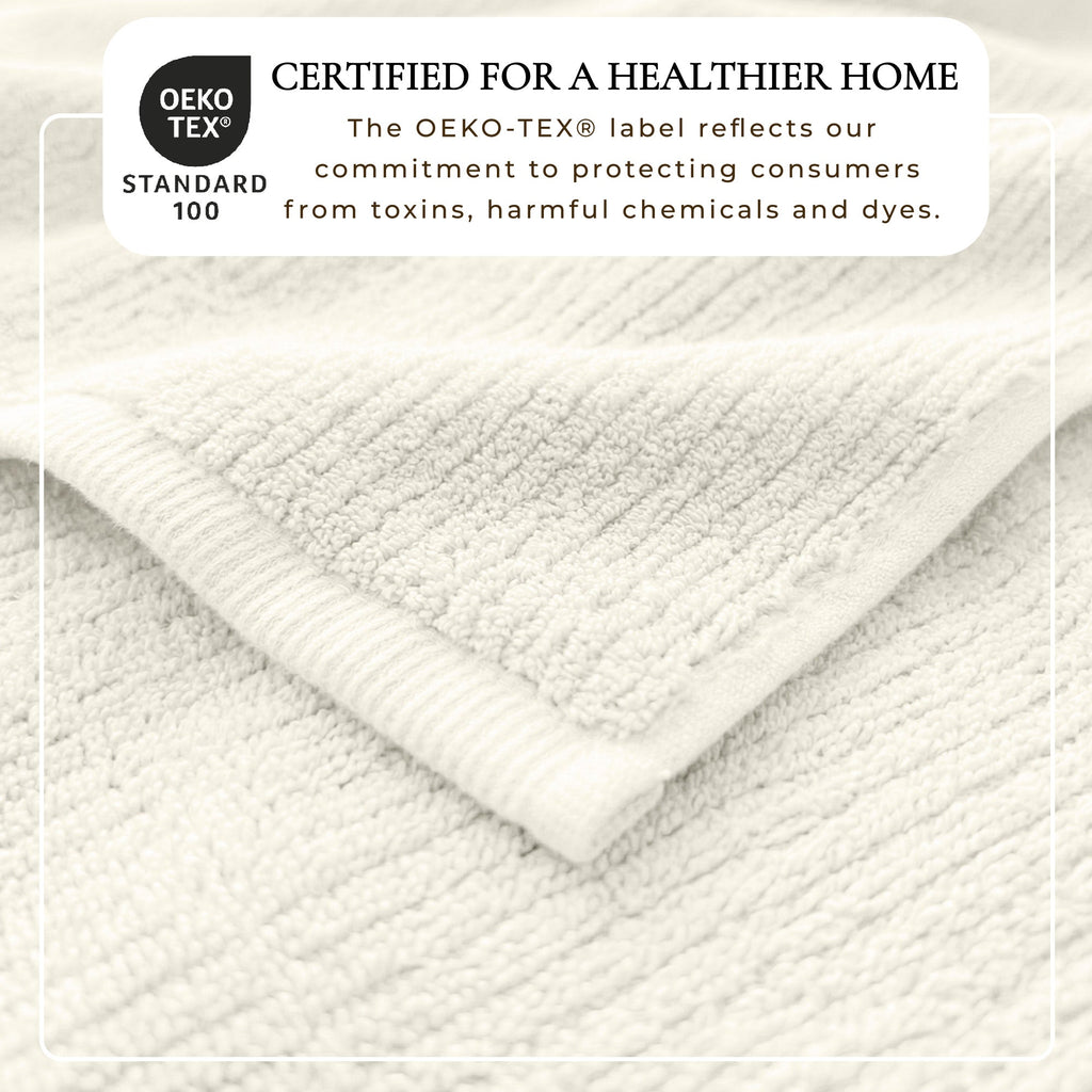 Turkish Cotton Ribbed Bath Towel Set of 6 | ESVILA