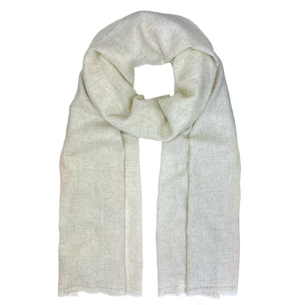 Pearl white handloom cashmere scarf 79x26 inches