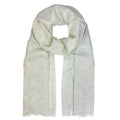 Pearl white handloom cashmere scarf 79x26 inches
