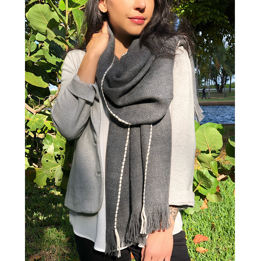 Andes charcoal baby alpaca scarf 72x16 inches