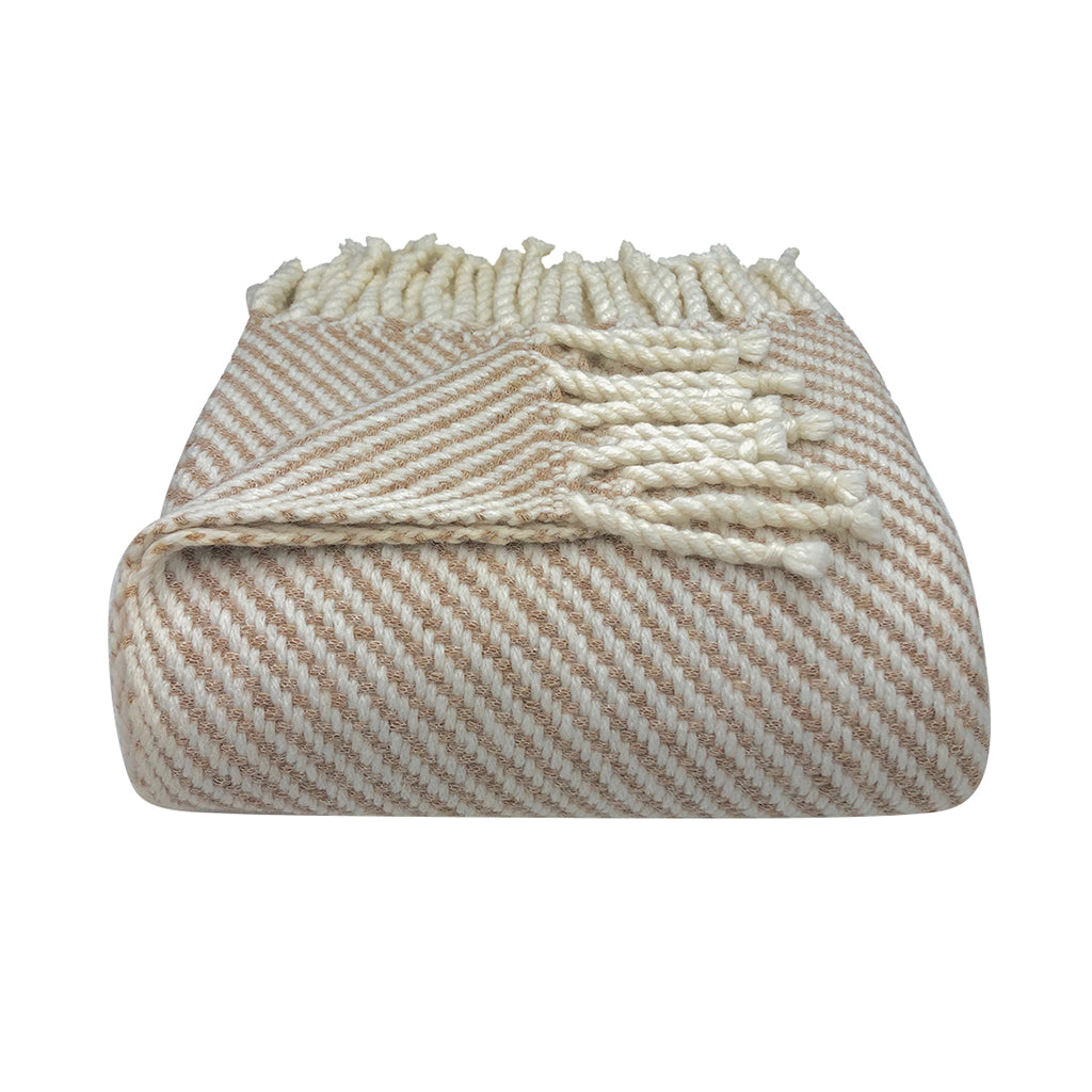 Chunky camel stripe alpaca throw 62x48 inches