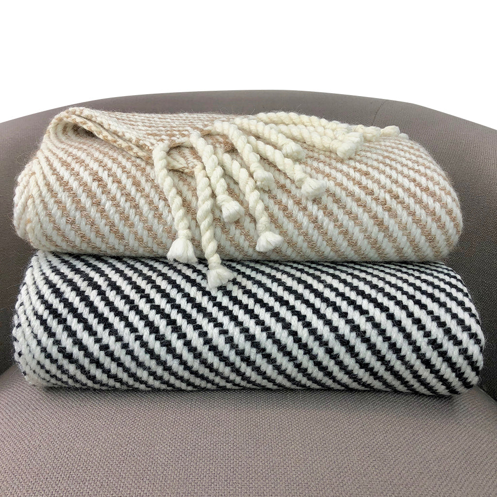Chunky camel stripe alpaca throw 62x48 inches