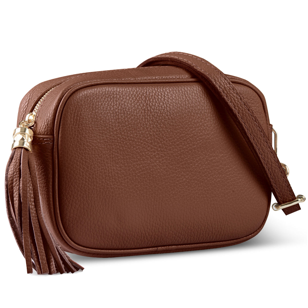 Italian full-grain leather crossbody bag Parma in brown