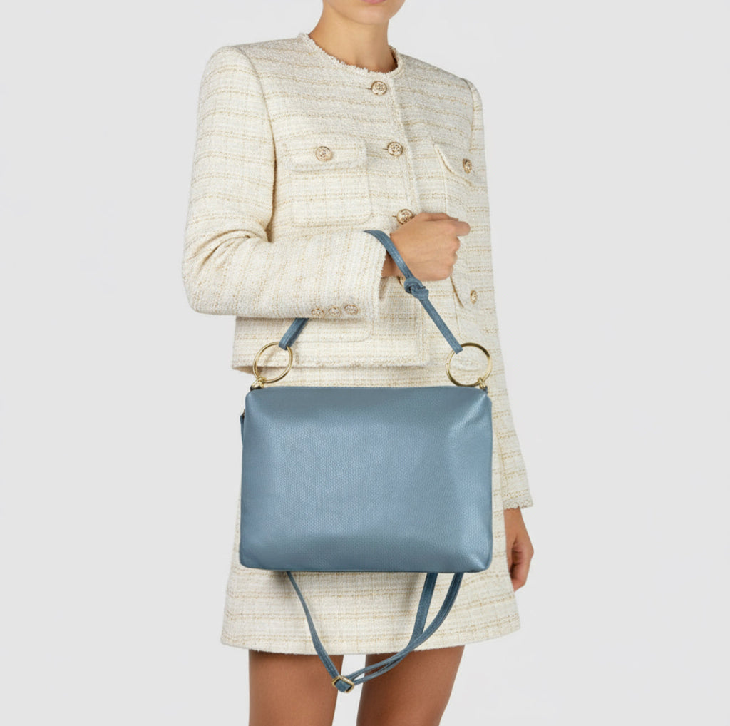 Italian full-grain leather shoulder bag Livorno in beige