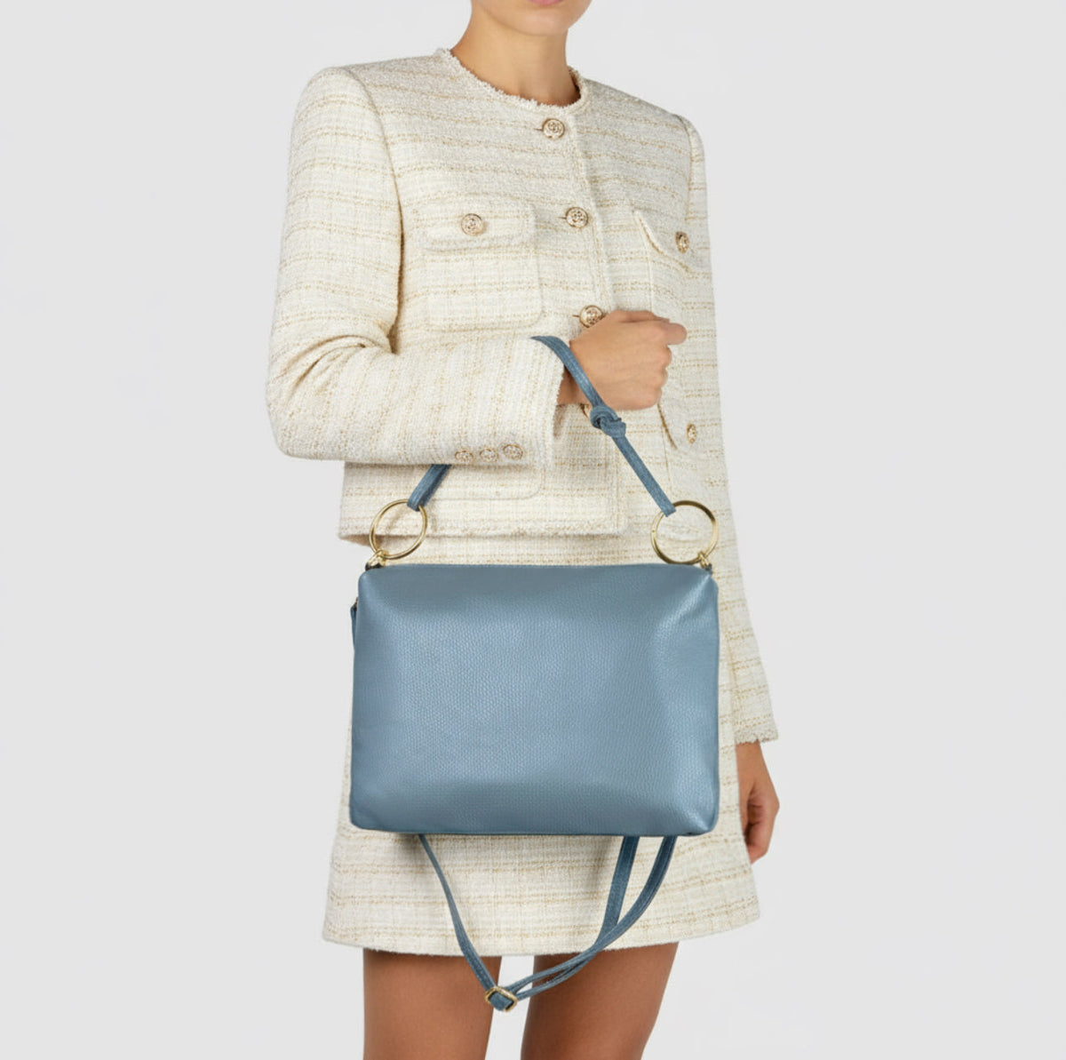Italian full-grain leather shoulder bag Livorno in beige