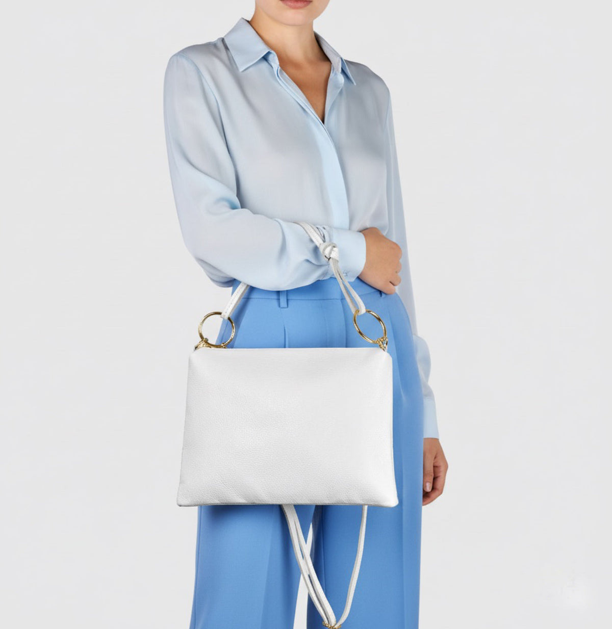 Italian full-grain leather shoulder bag Livorno in beige