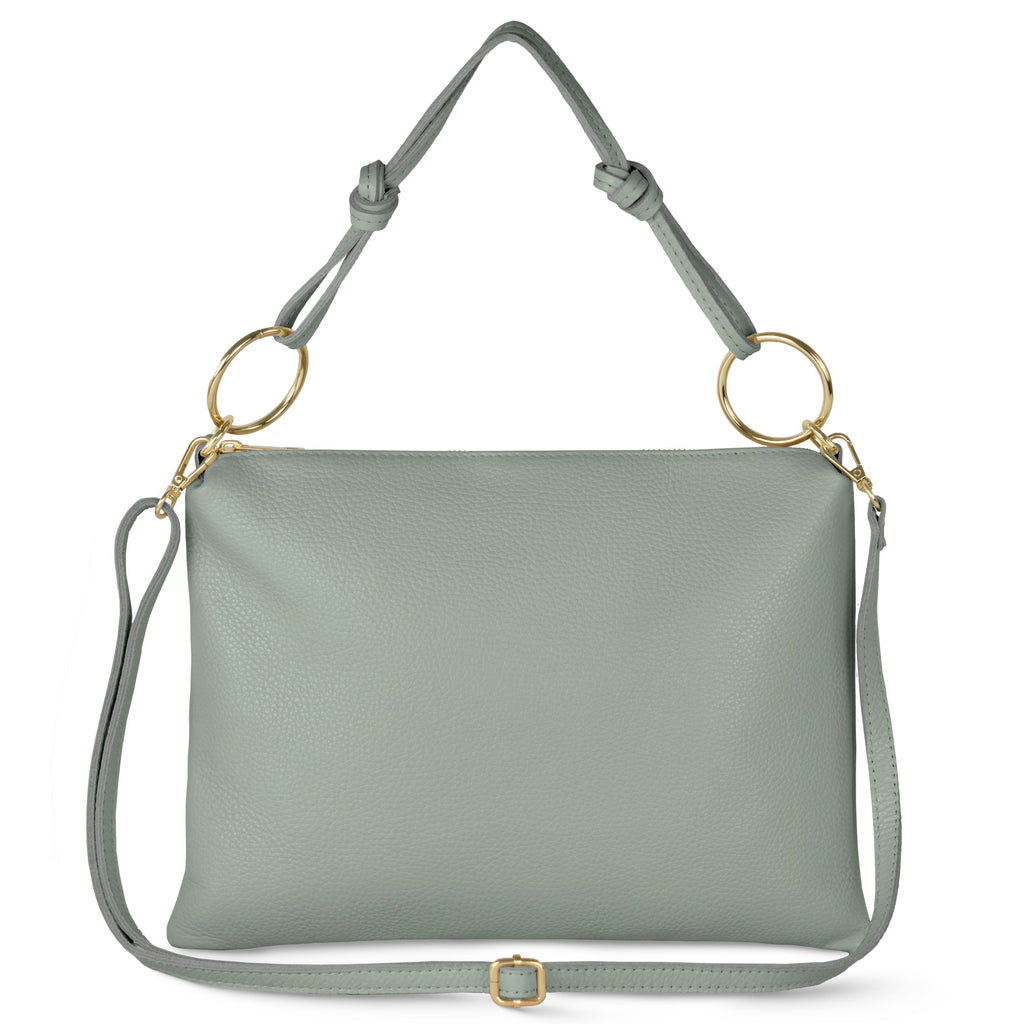 Italian full-grain leather shoulder bag Livorno in beige