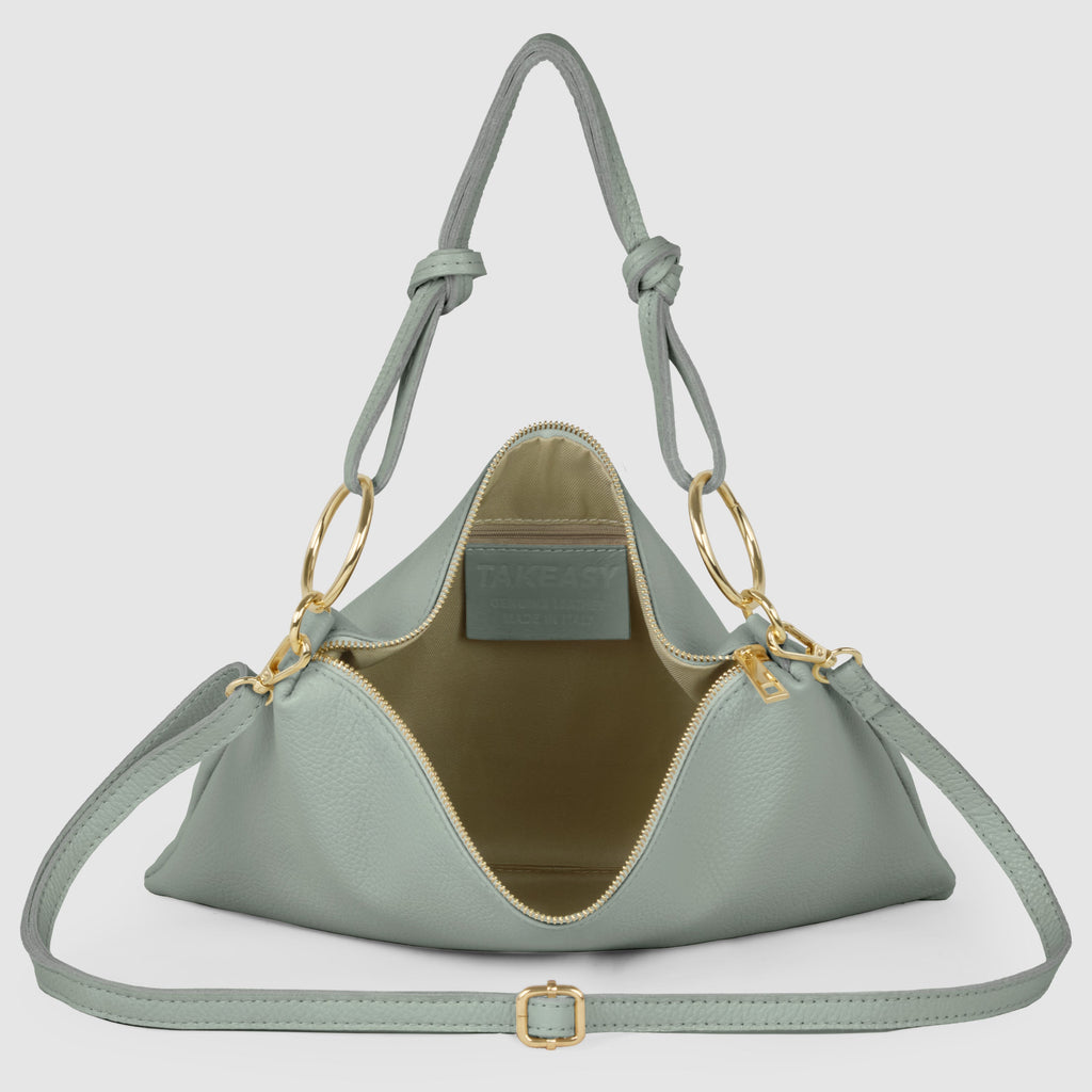 Italian full-grain leather shoulder bag Livorno in beige