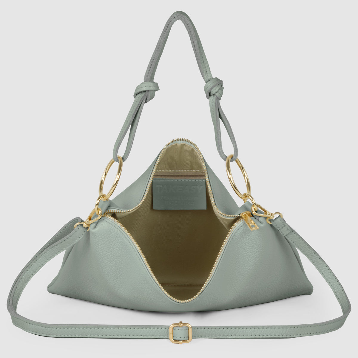 Italian full-grain leather shoulder bag Livorno in beige