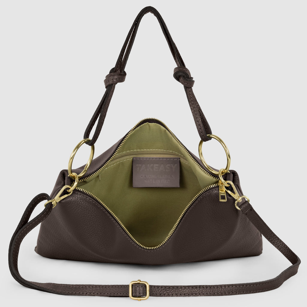 Italian full-grain leather shoulder bag Livorno in beige