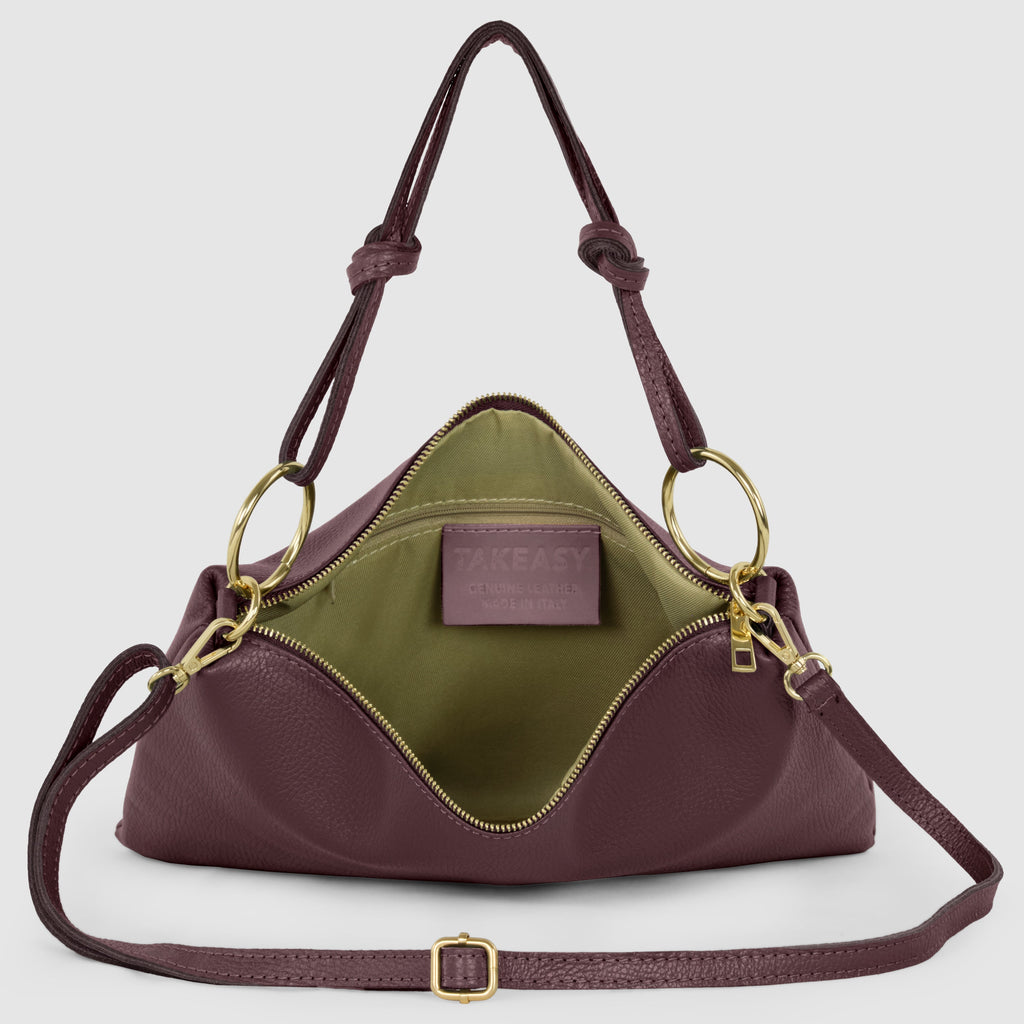 Italian full-grain leather shoulder bag Livorno in beige