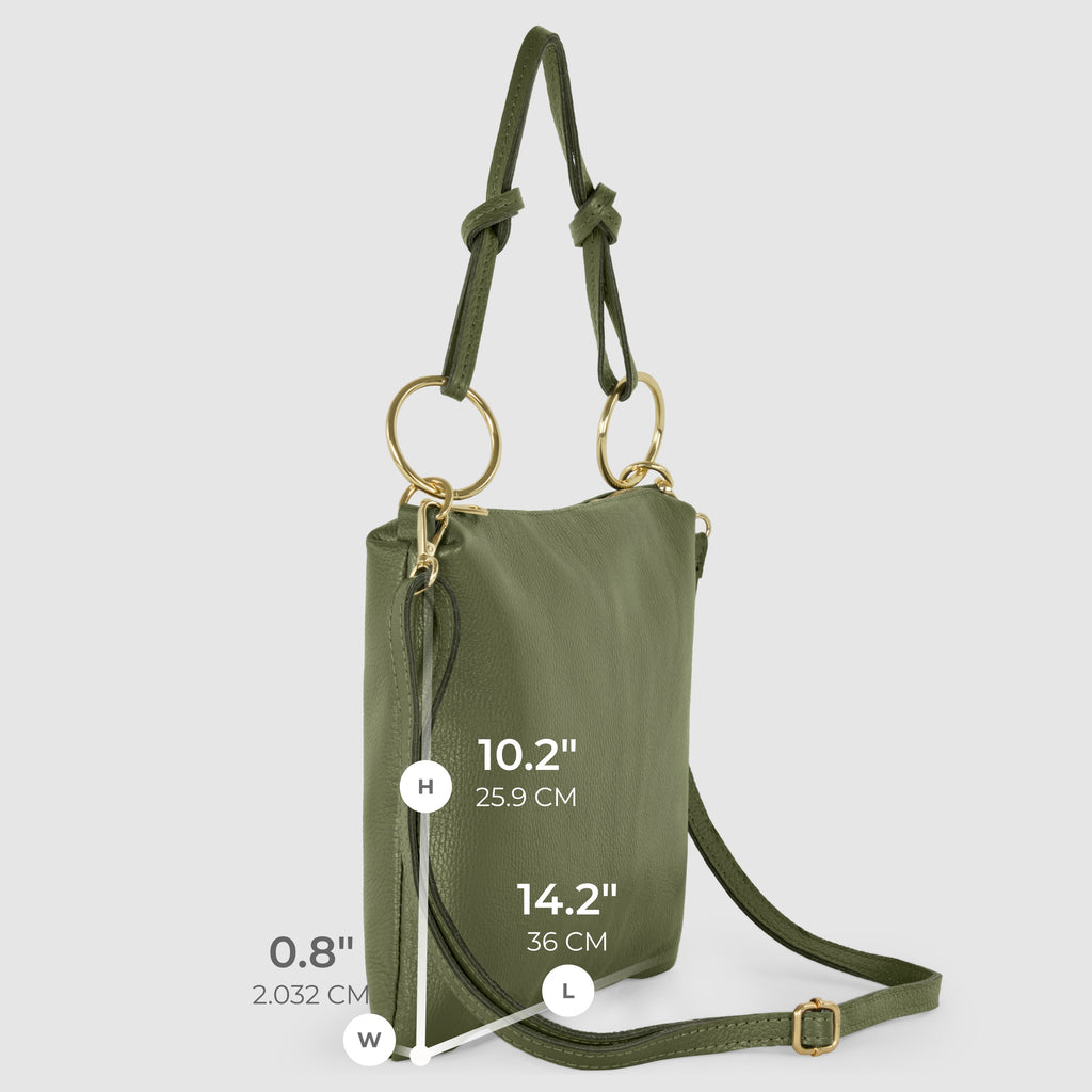 Italian full-grain leather shoulder bag Livorno in beige