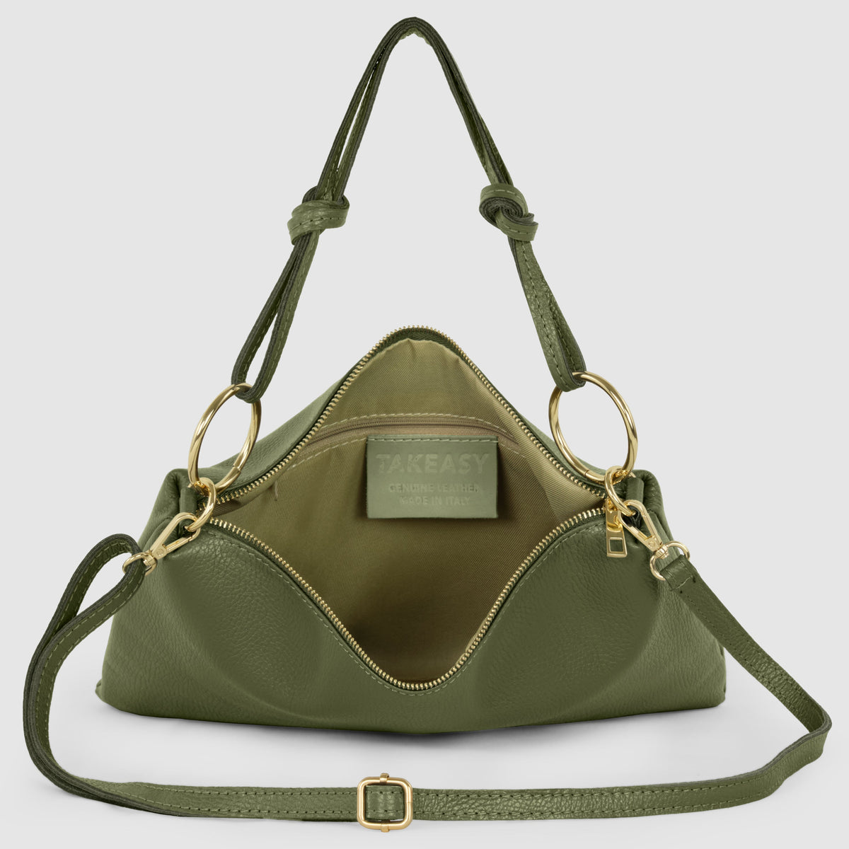 Italian full-grain leather shoulder bag Livorno in beige