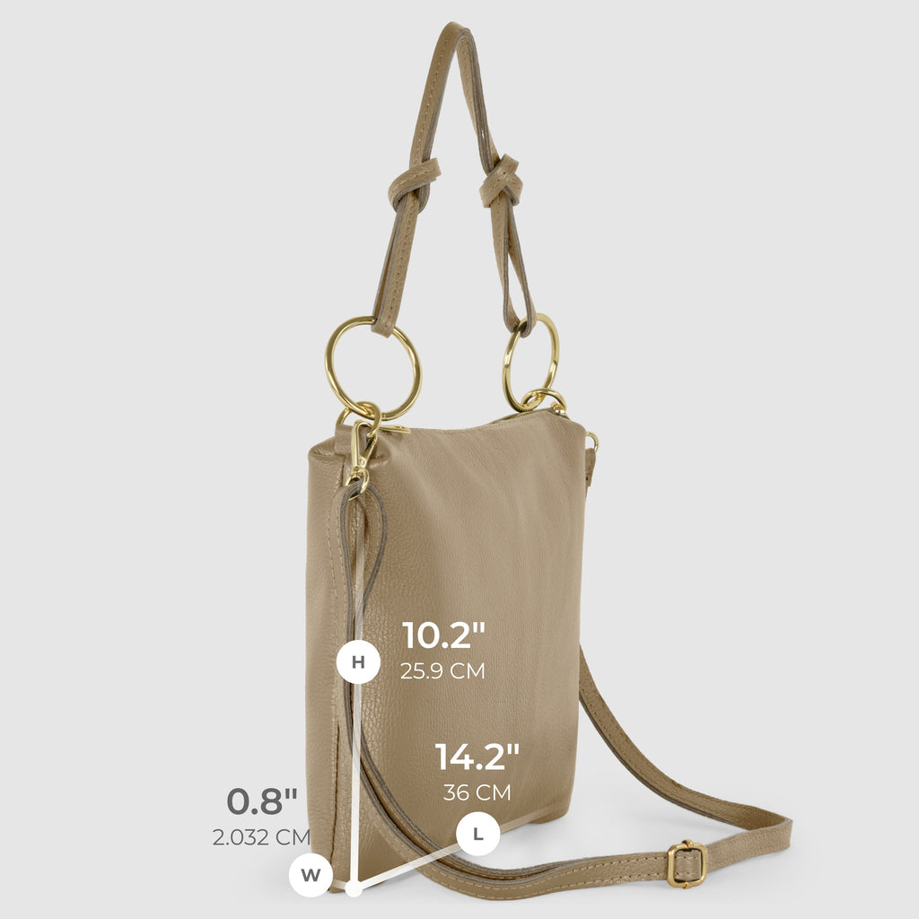 Italian full-grain leather shoulder bag Livorno in beige