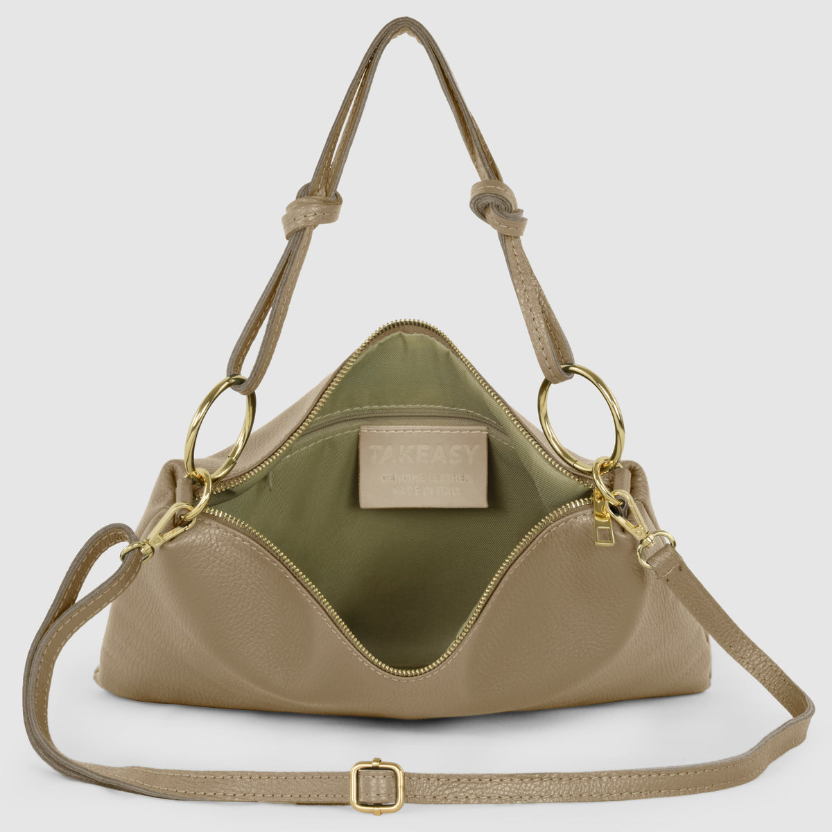 Italian full-grain leather shoulder bag Livorno in beige