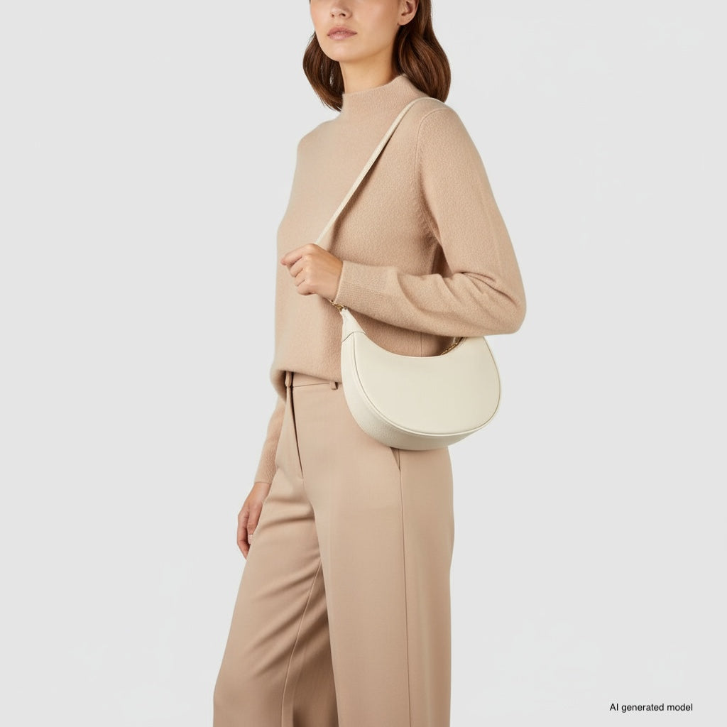 Italian full-grain leather shoulder bag Verona in black