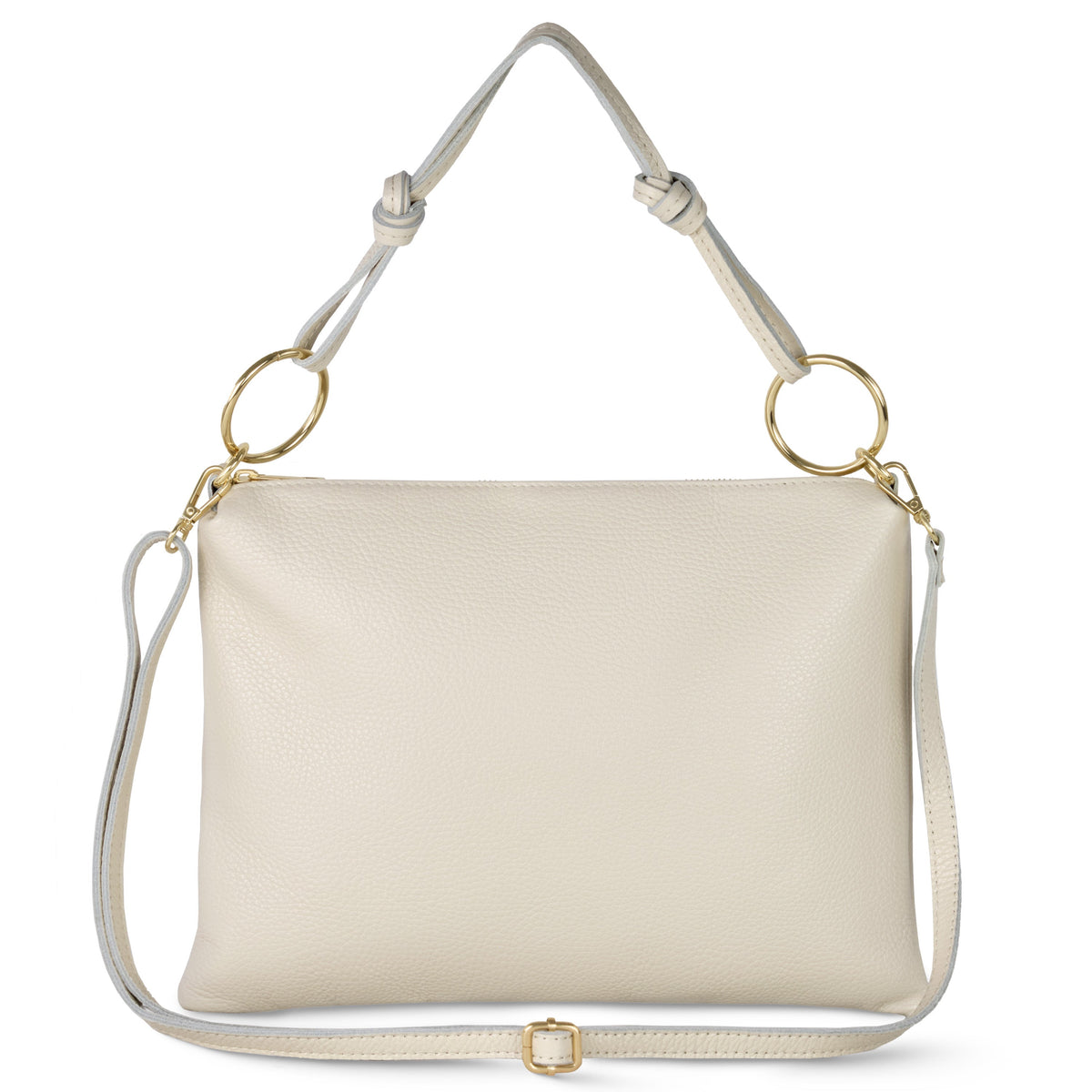 Italian full-grain leather shoulder bag Livorno in beige