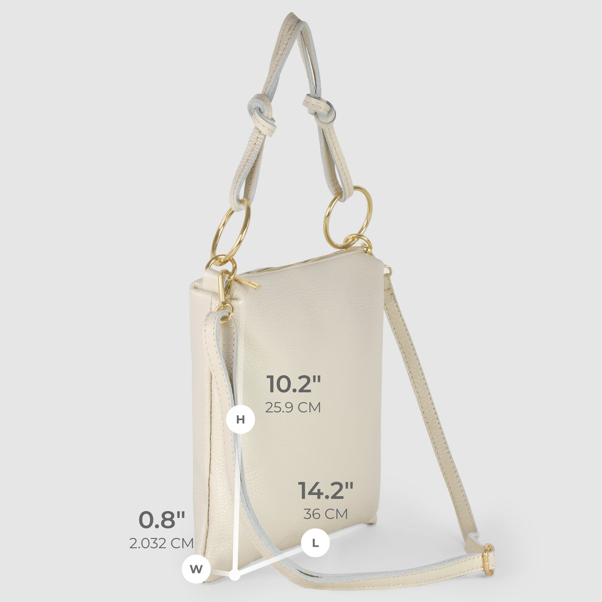 Italian full-grain leather shoulder bag Livorno in beige