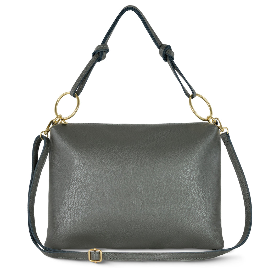 Italian full-grain leather shoulder bag Livorno in beige