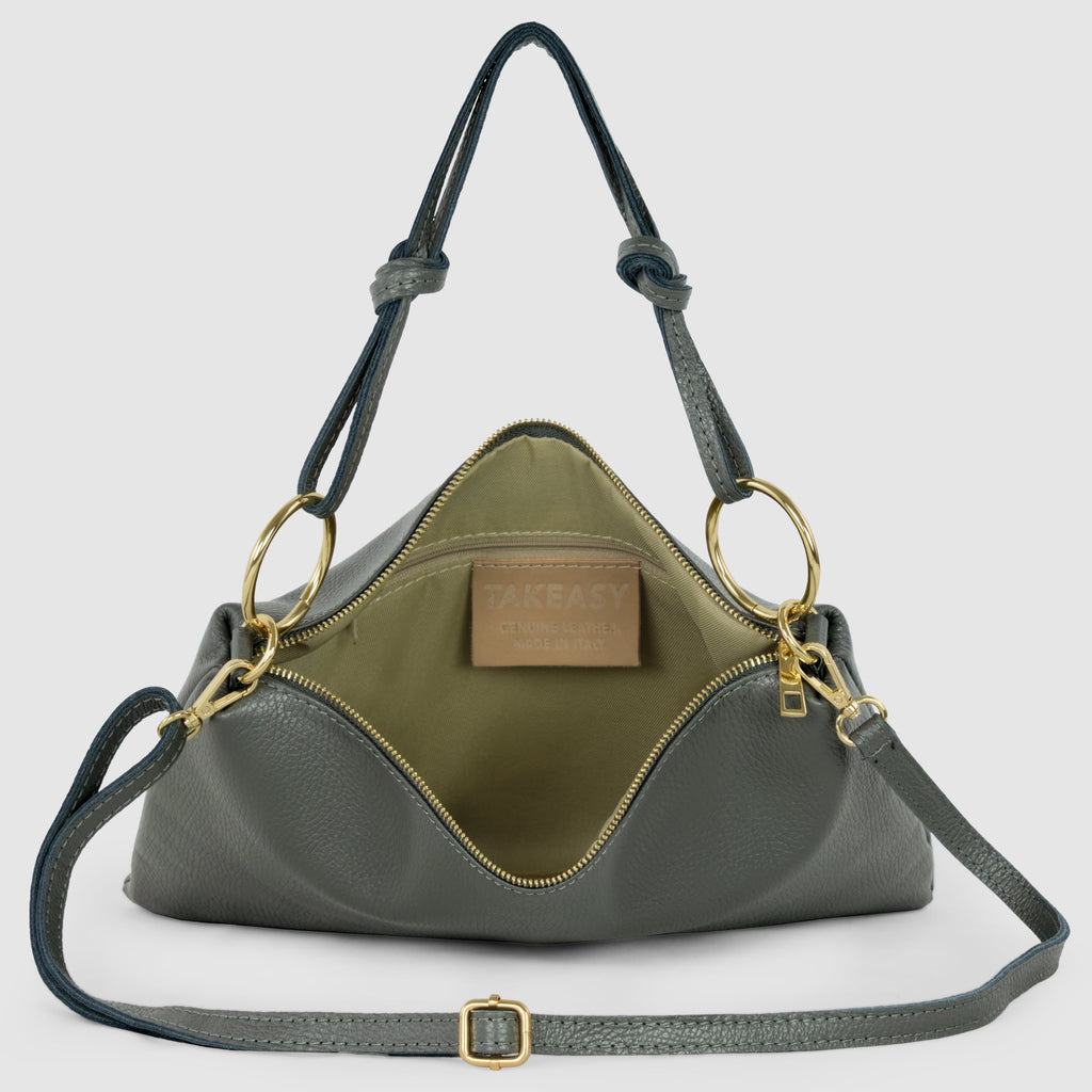 Italian full-grain leather shoulder bag Livorno in beige