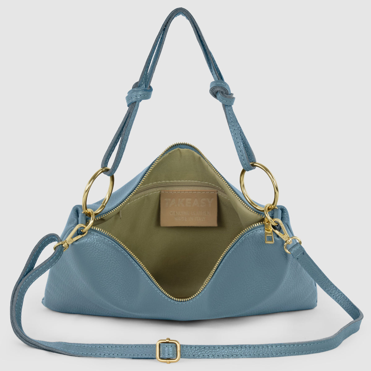 Italian full-grain leather shoulder bag Livorno in beige