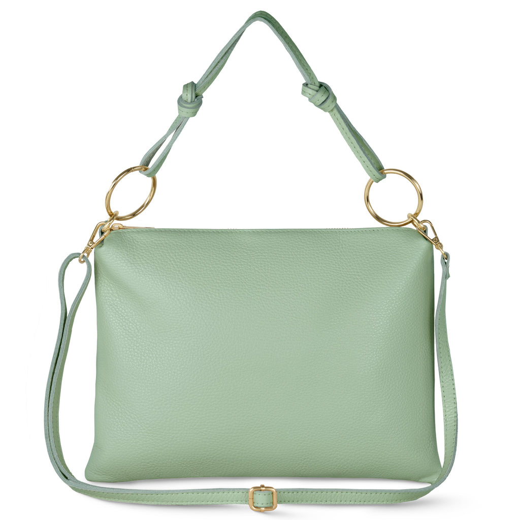 Italian full-grain leather shoulder bag Livorno in beige