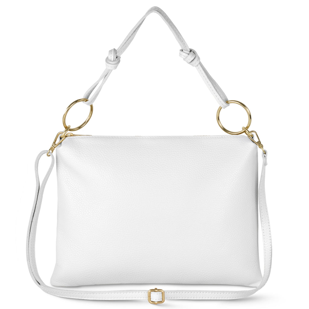 Italian full-grain leather shoulder bag Livorno in beige