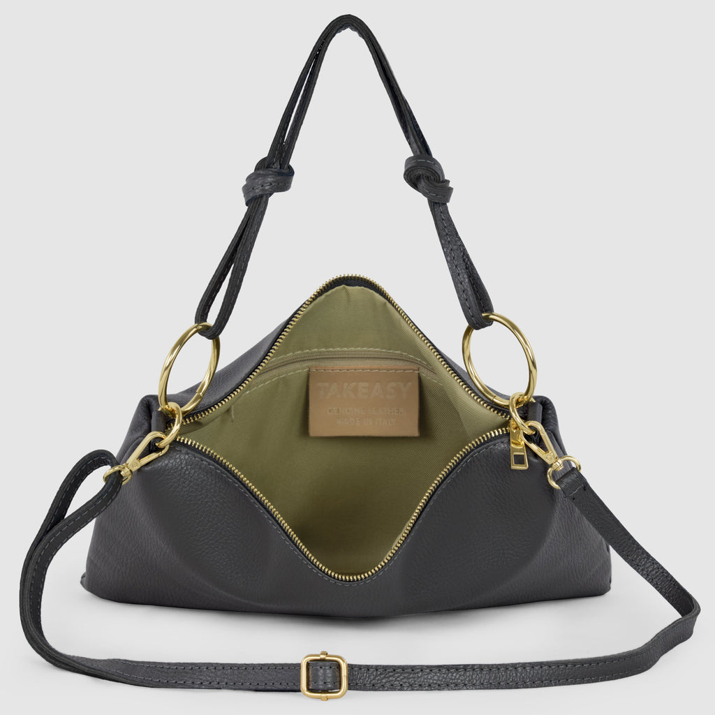 Italian full-grain leather shoulder bag Livorno in beige