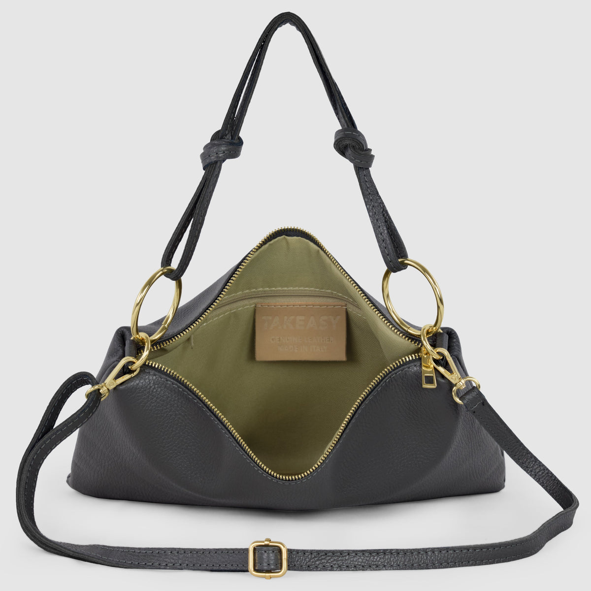 Italian full-grain leather shoulder bag Livorno in beige