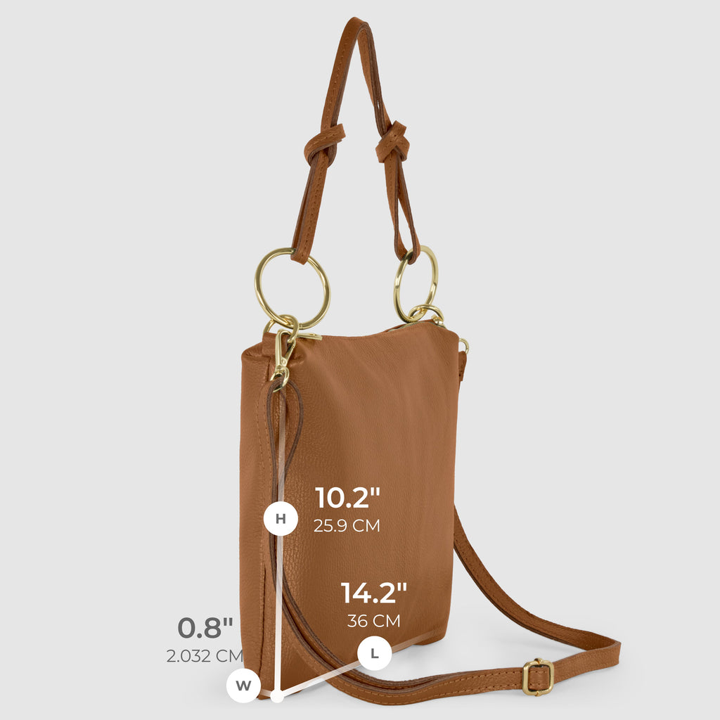 Italian full-grain leather shoulder bag Livorno in beige