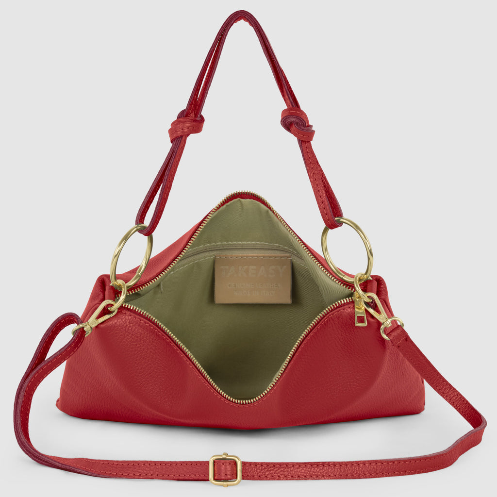 Italian full-grain leather shoulder bag Livorno in beige