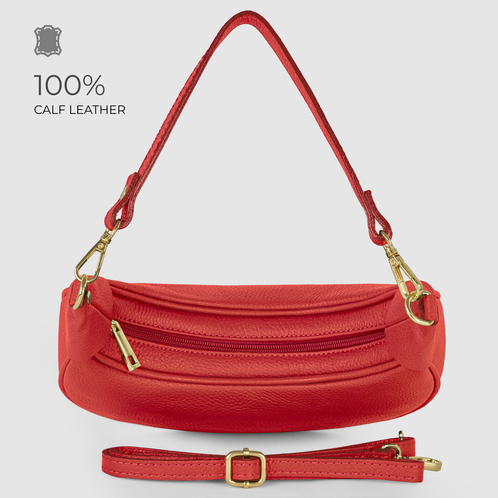 Italian full-grain leather shoulder bag Verona in black