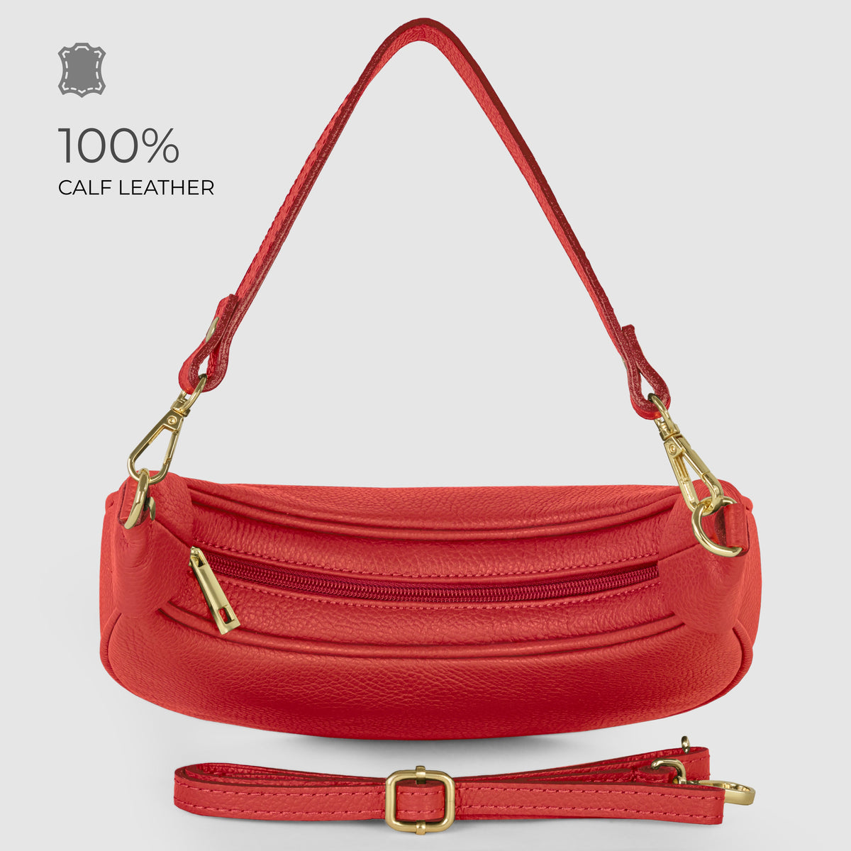 Italian full-grain leather shoulder bag Verona in black