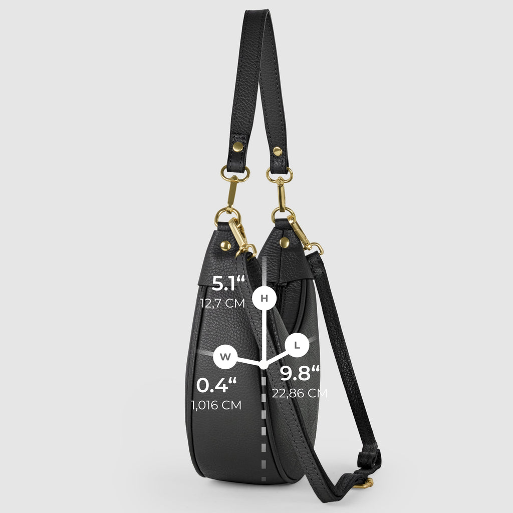 Italian full-grain leather shoulder bag Verona in black