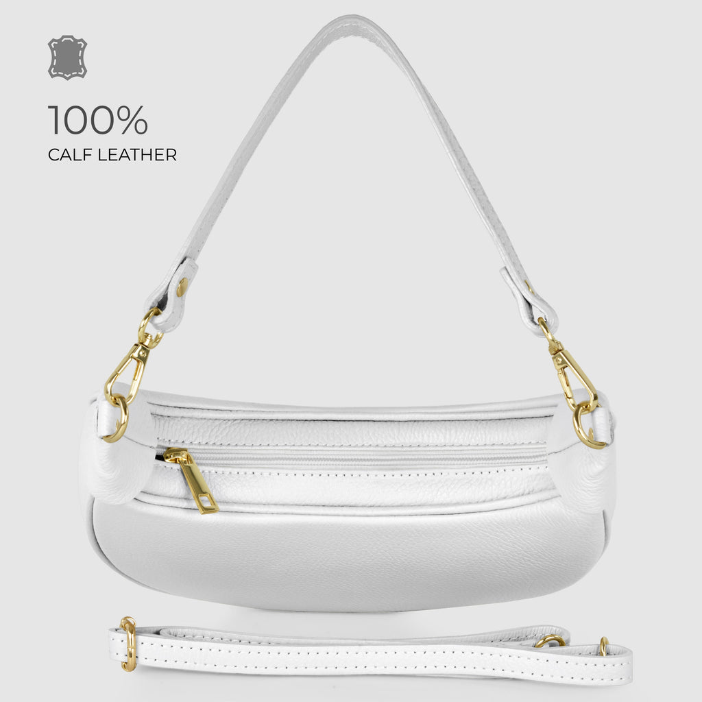 Italian full-grain leather shoulder bag Verona in black
